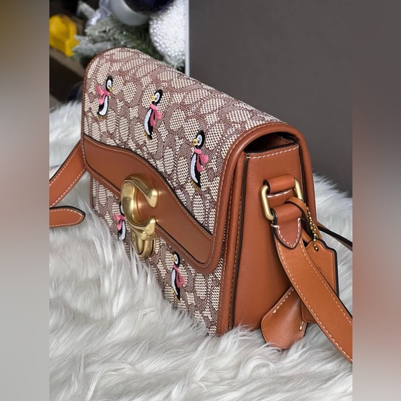 💰SOLD-C7935 - Coach Studio Shoulder Bag in Signature Jacquard with Penguin Motif - Picture 3 of 14